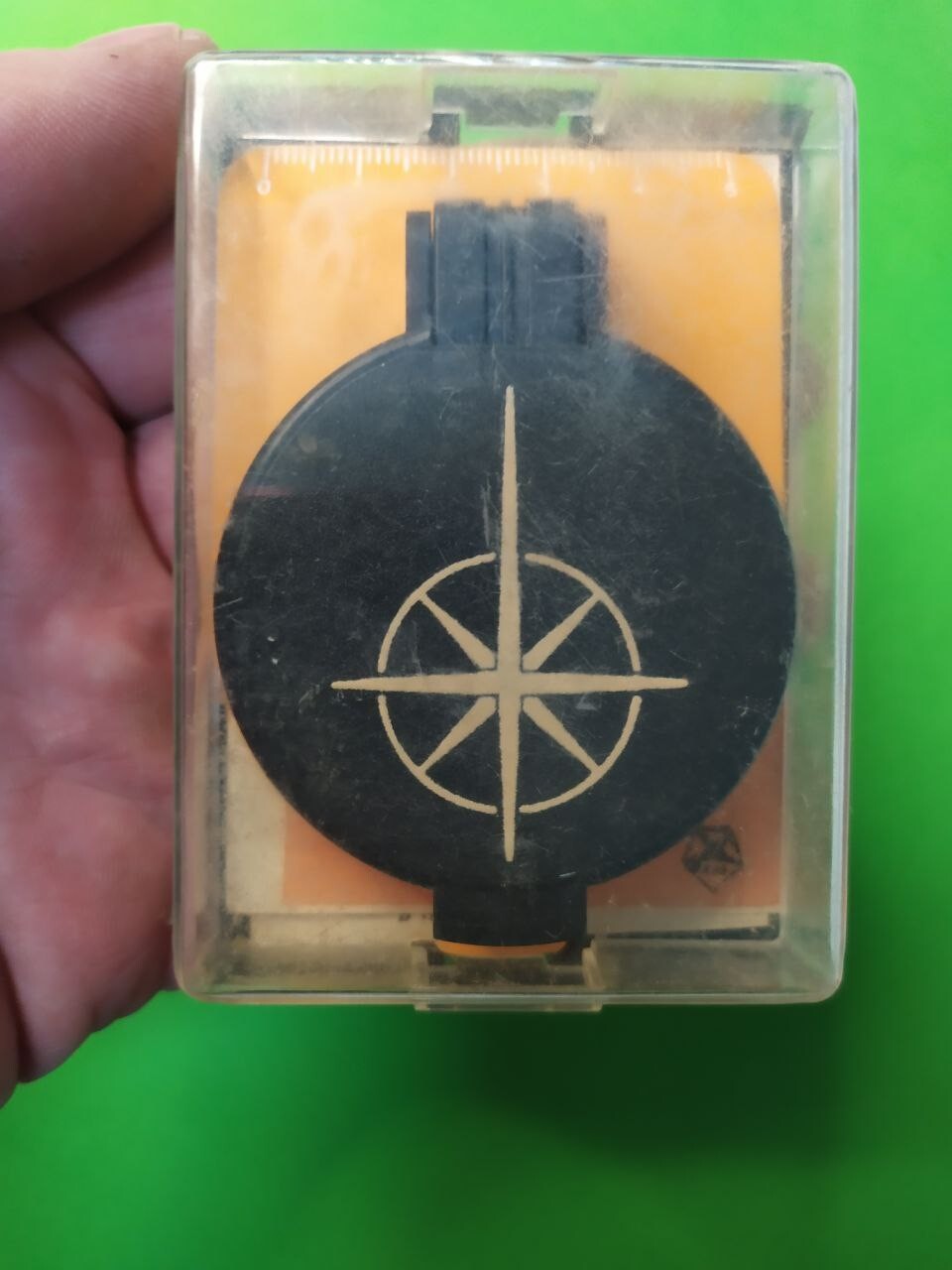 Vintage sighting compass liquid-damped needle and millimeter ruler – detail 7