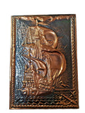 Soviet copper wall plaque with embossed galleon sailing ship on waves