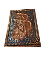 Embossed Soviet chekanka galleon with anchor and oars symbol