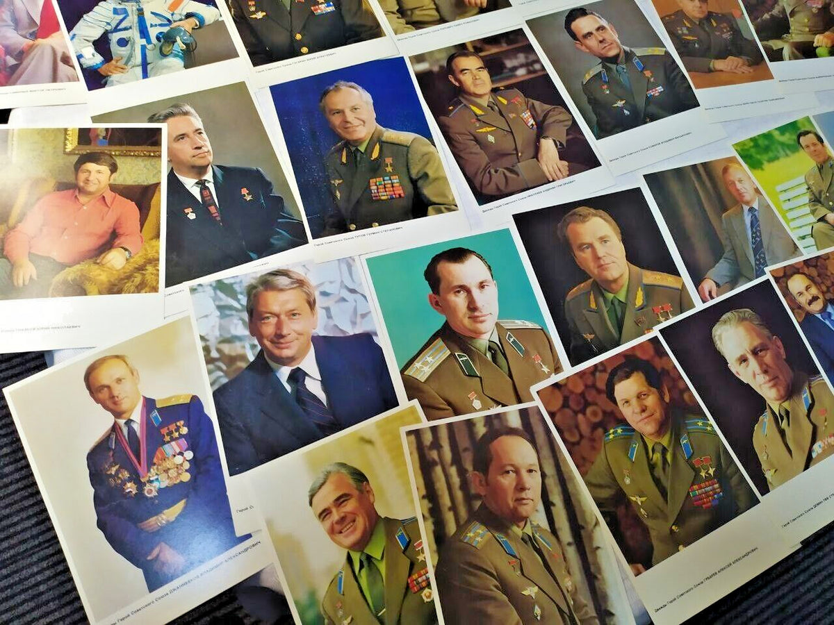 Set of 48 Soviet cosmonaut portraits published by Plakat in 1982