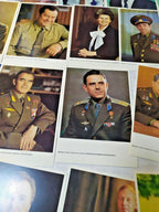 Reverse side of cosmonaut portrait with biography in Russian