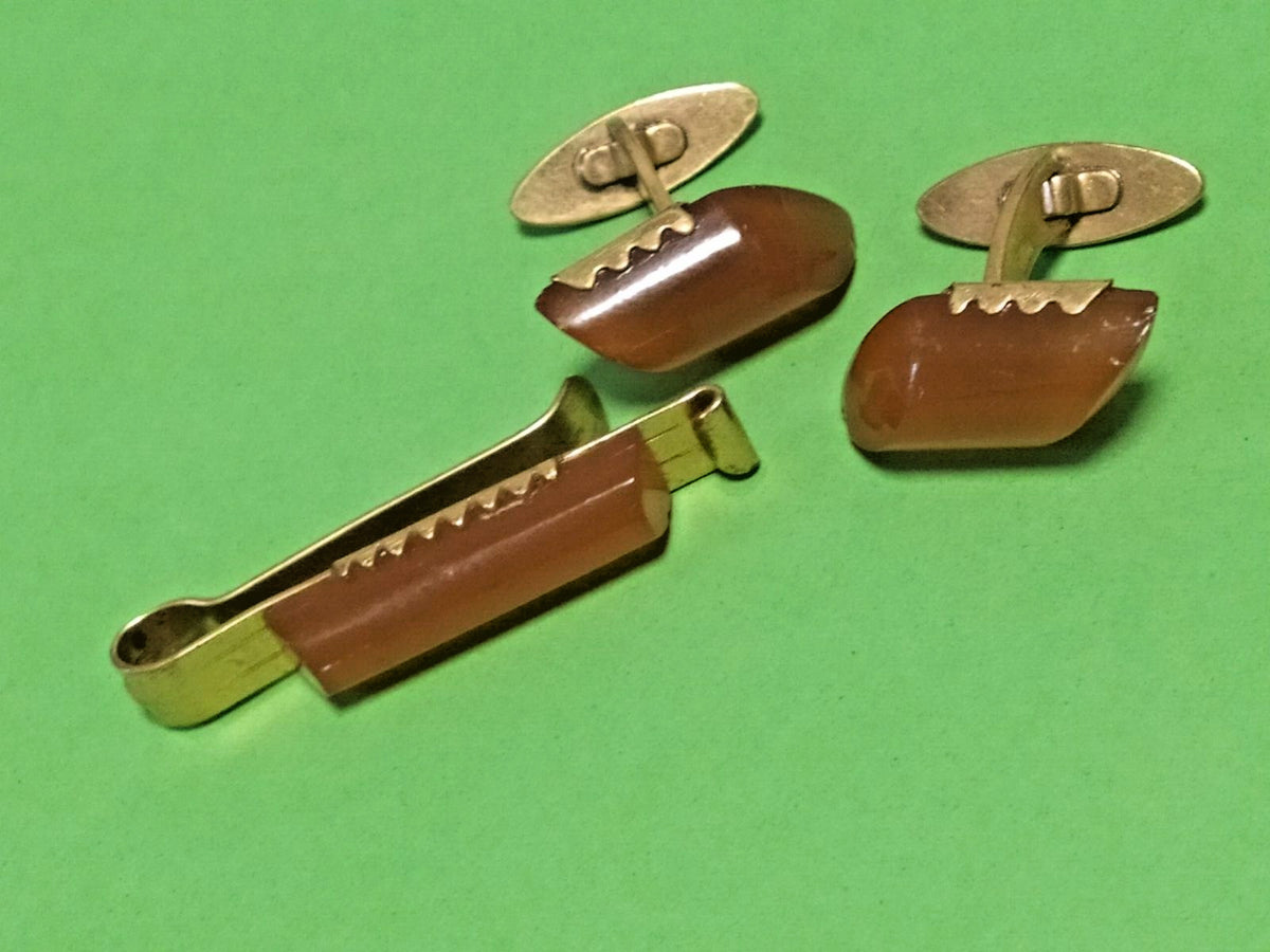 USSR cufflinks geometric Art Deco style gold-tone