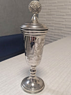 Vintage cupronickel goblet lid with Soviet star, hammer and sickle and laurel wreath