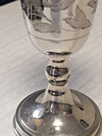 Floral engraving and natural patina on the silver-plated cupronickel cup – detail 7