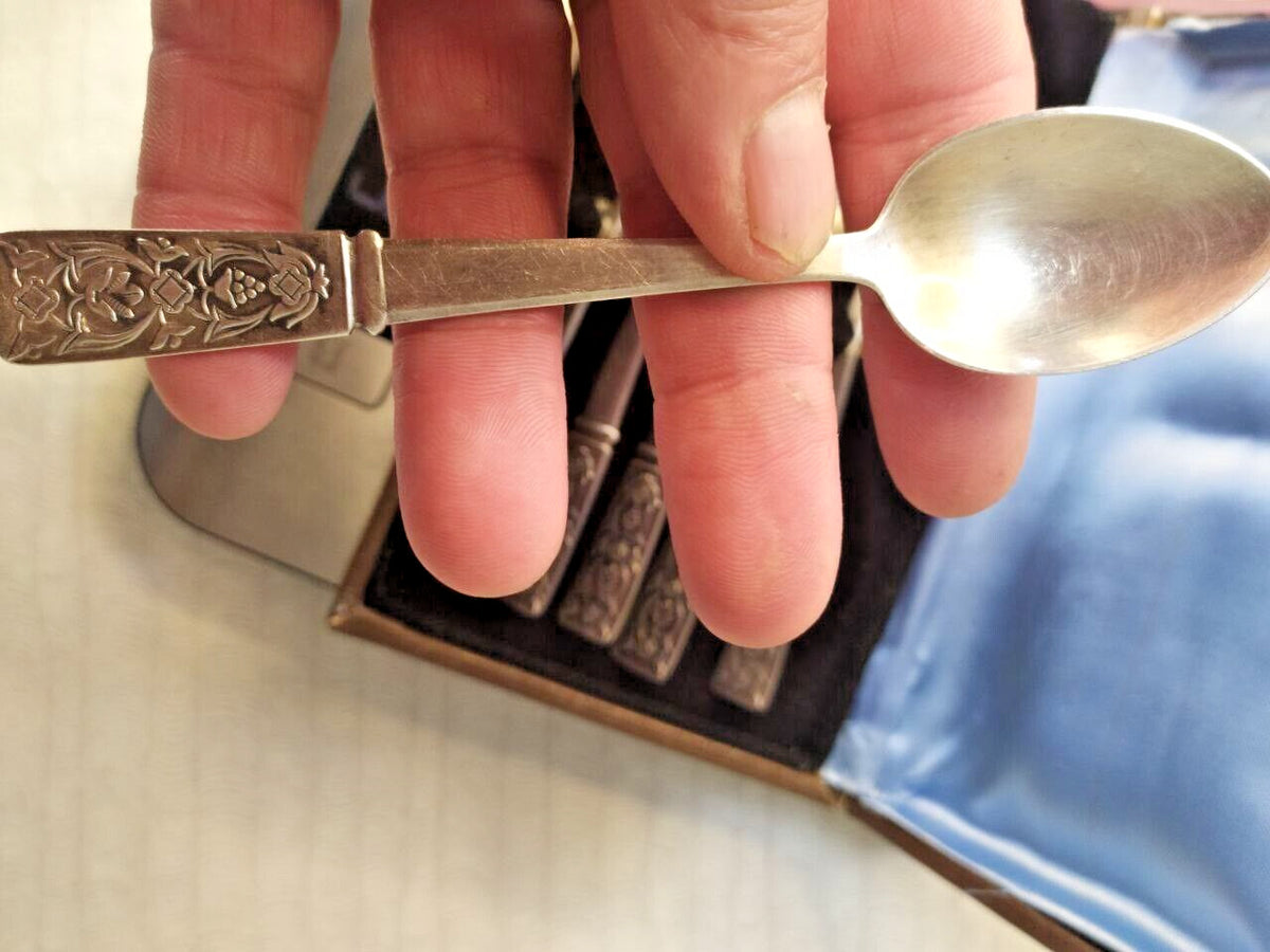 Back of USSR tea spoon with TJ8Met hallmark