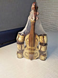 Soviet decanter set shaped like a violin with 6 matching ceramic cups in shrink-wrap