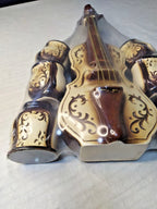 Ceramic decanter with cups fitted around the sides of the violin body – detail 6