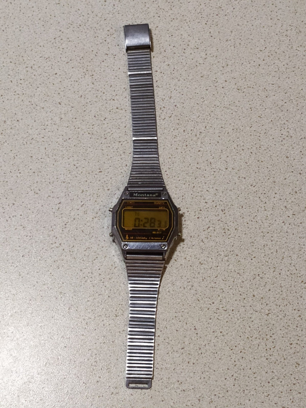 Soviet-era digital watch with stainless steel bracelet