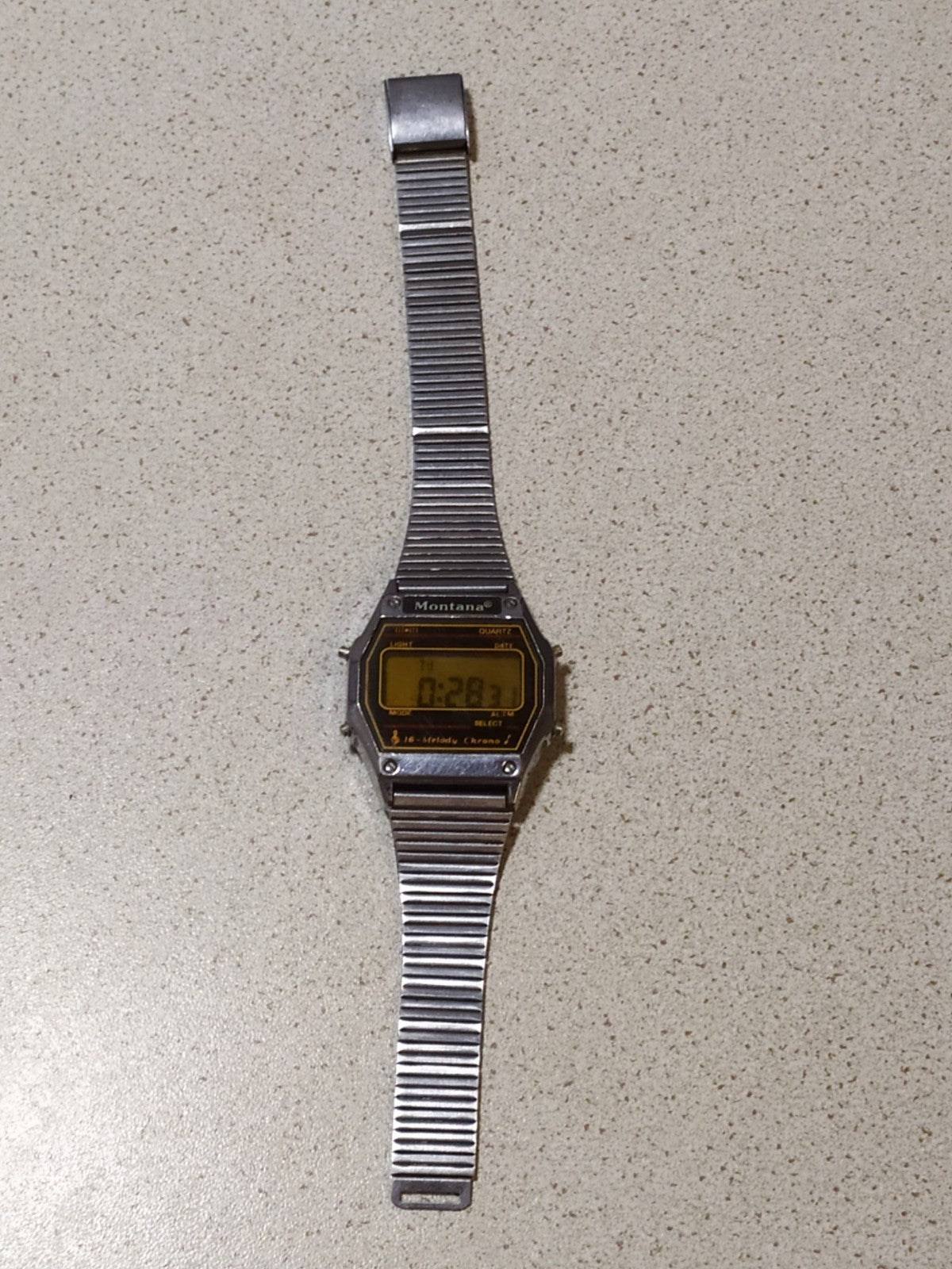 Soviet-era digital watch with stainless steel bracelet