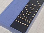 Vintage Soviet dominoes with white dots on black tiles – detail 5