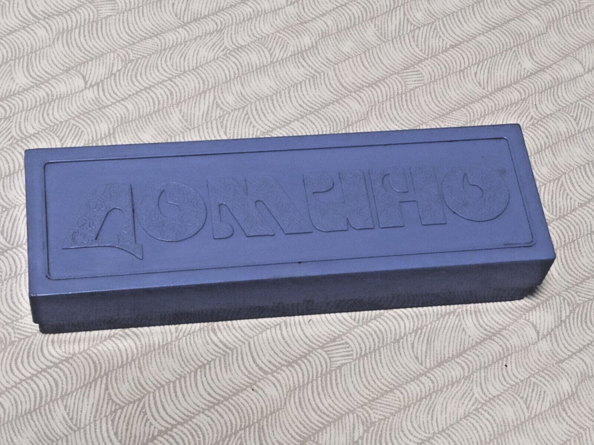 USSR board game blue plastic hard case with DOMINO lid lettering – detail 9