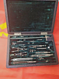 Soviet drafting set Gotovalnya, Moscow, drawing instruments in open velvet-lined case
