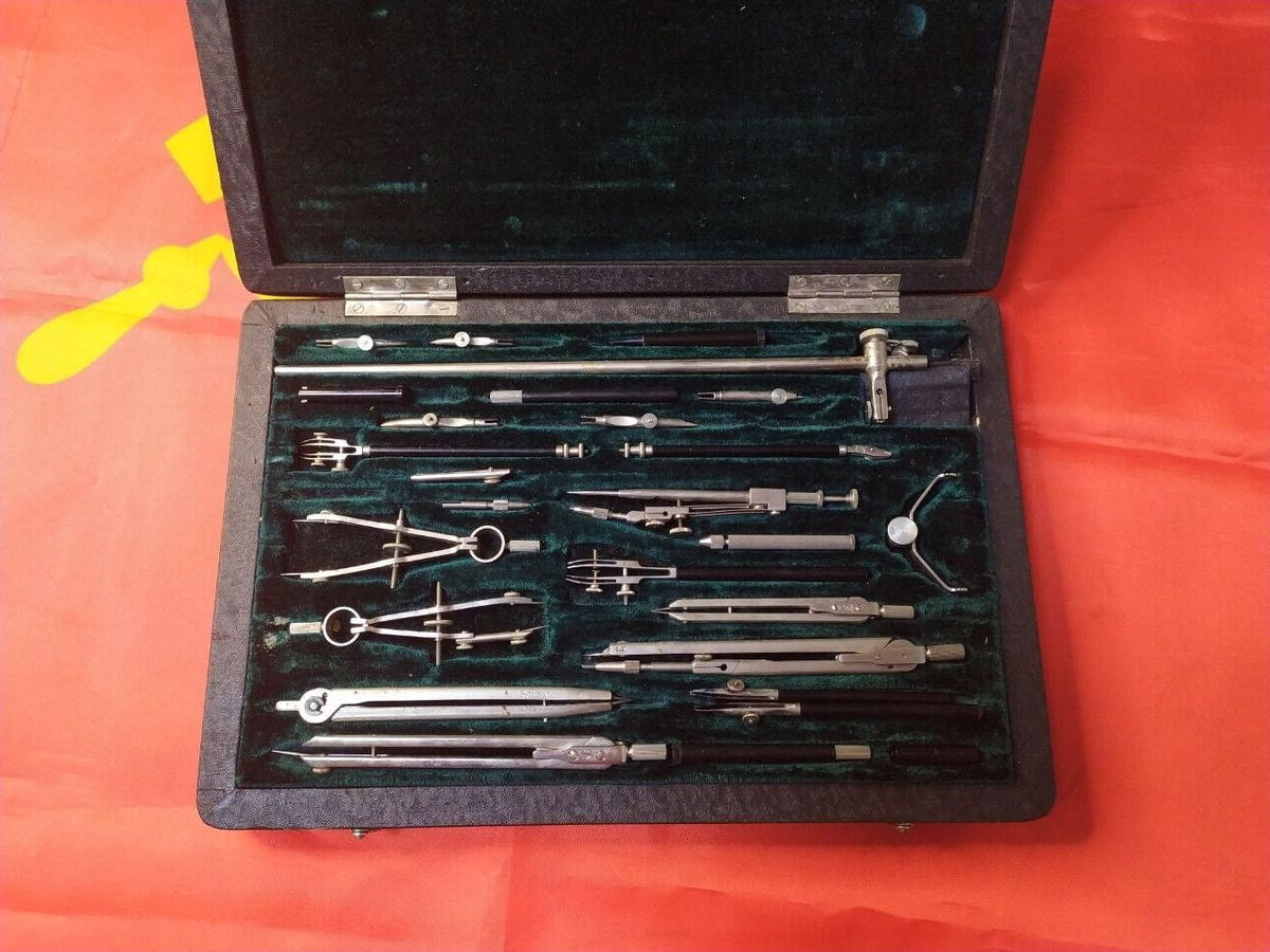 Vintage drafting tools made in USSR, steel instruments with brass fittings – detail 10