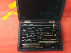 Soviet drawing instruments: compasses, rulers and extensions in their slots