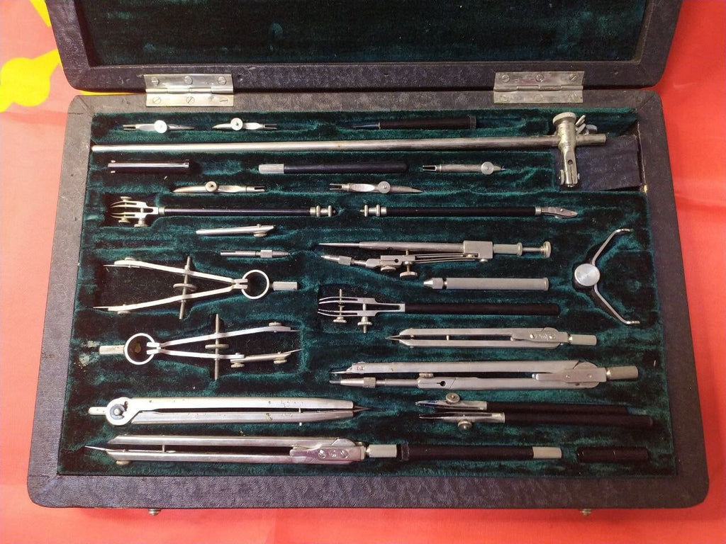 Vintage drafting tools made in USSR, steel instruments with brass fittings – detail 7