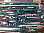 Soviet drawing instruments: compasses, rulers and extensions in their slots – detail 8