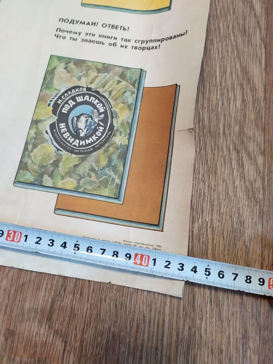 Original Soviet poster by Prosveshchenie, Moscow, with measuring tape for size – detail 6