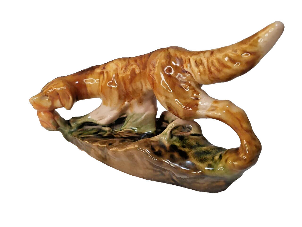Konakovo faience setter figurine in multi-toned brown glaze, side view – detail 8