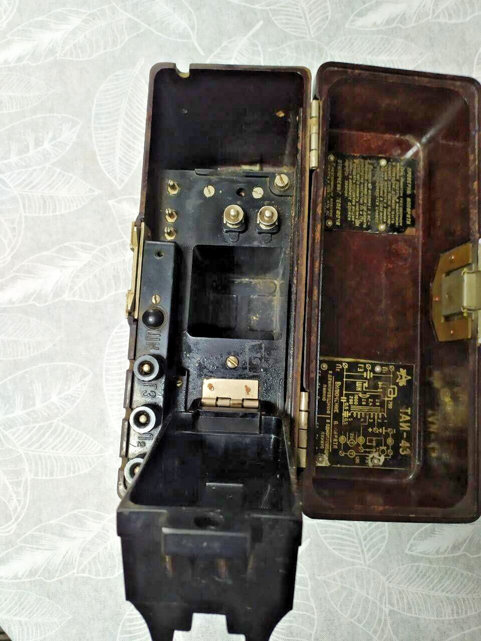 Military field phone TAI-43 with wiring diagram inside the lid