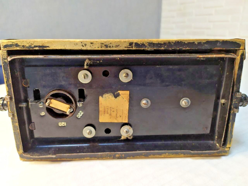 Vintage slide projector from the 1950s USSR with lamp lit during testing – detail 17