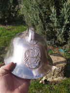 Vintage Soviet helmet for firefighters with metal insignia on the front – detail 5