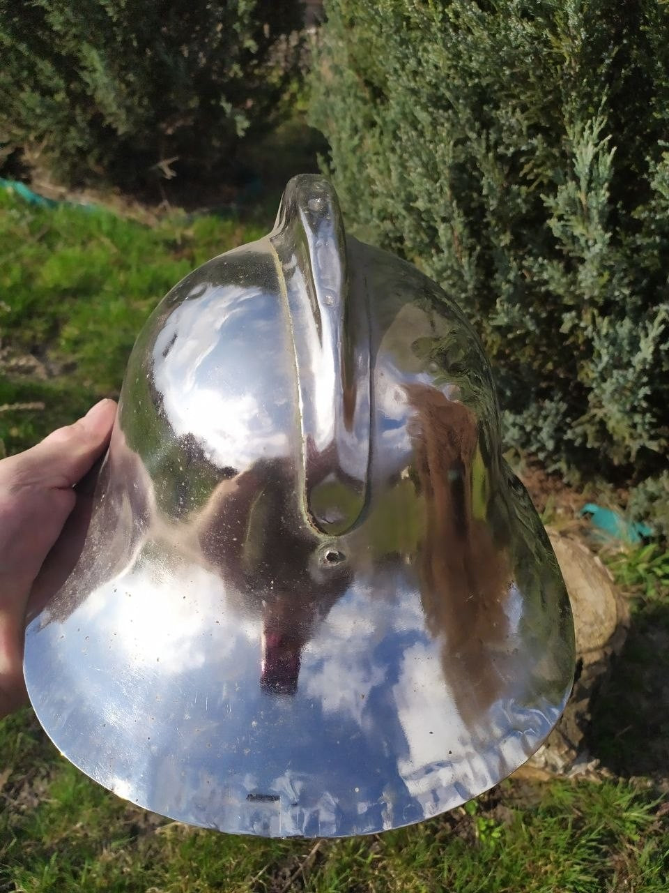 Vintage Soviet helmet for firefighters with metal insignia on the front – detail 8