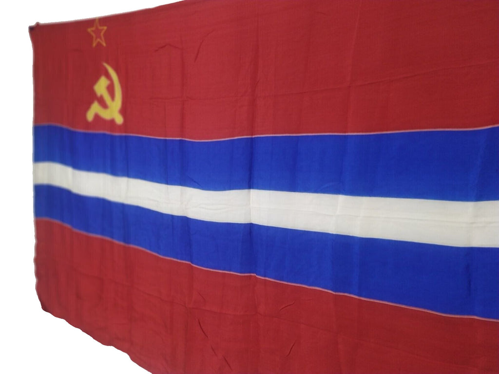Vintage Soviet flag of Armenia displayed flat, 67 x 35 inches