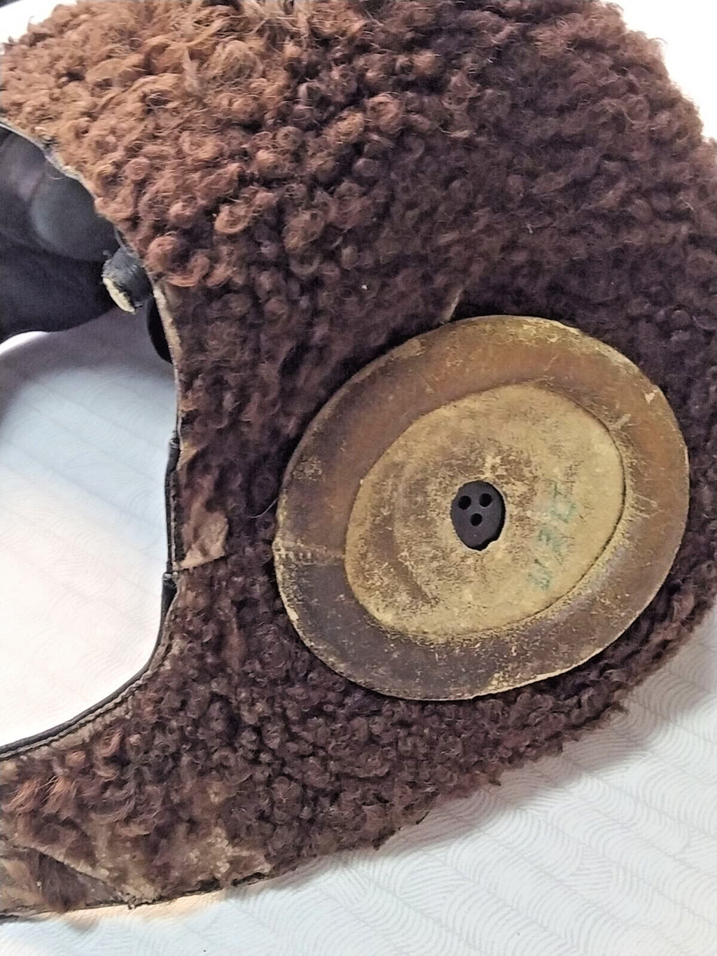 Soviet pilot helmet ear pads for radio headsets and metal buckles – detail 14