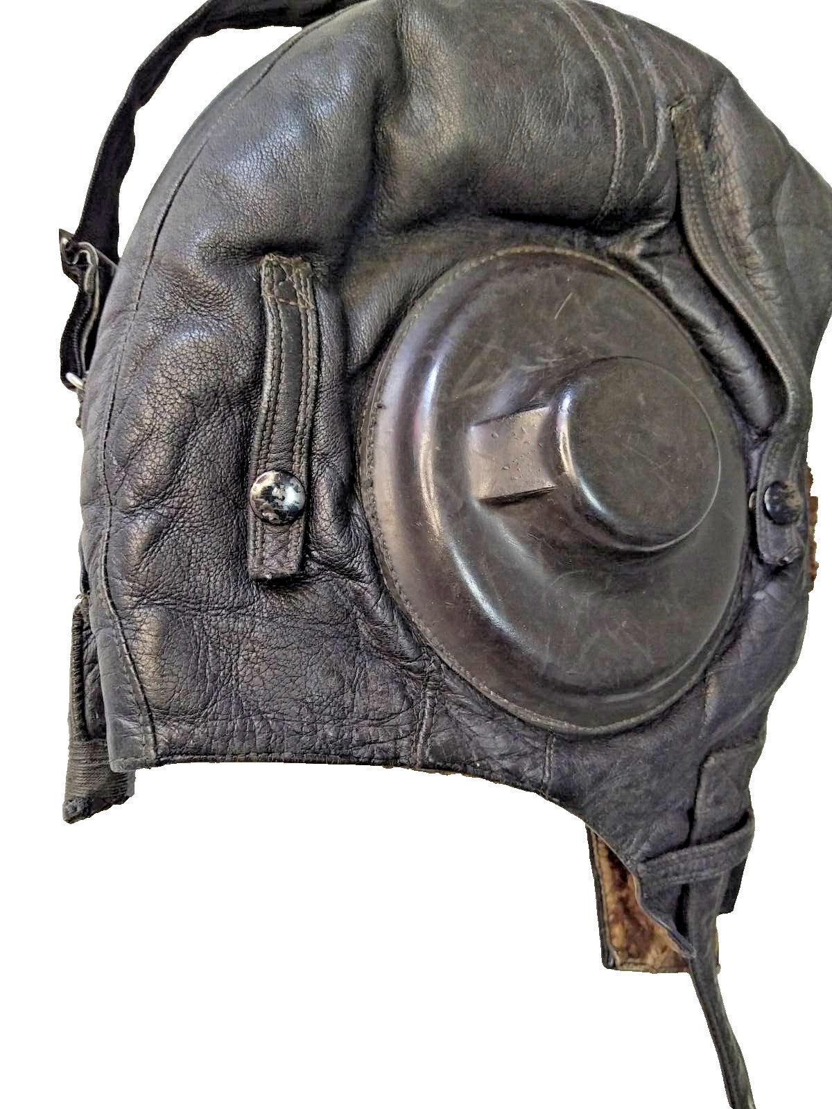 Soviet pilot helmet ear pads for radio headsets and metal buckles – detail 5