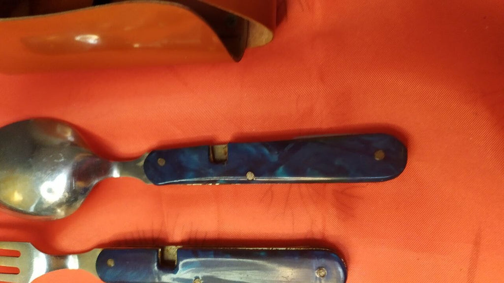 Brown vinyl case with embossed stamp for the Made in USSR cutlery set – detail 10