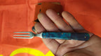 Vintage Soviet camping cutlery folded into marbled blue-green handles – detail 11
