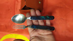 Soviet tourist spoon and fork unfolded, stainless steel heads – detail 12
