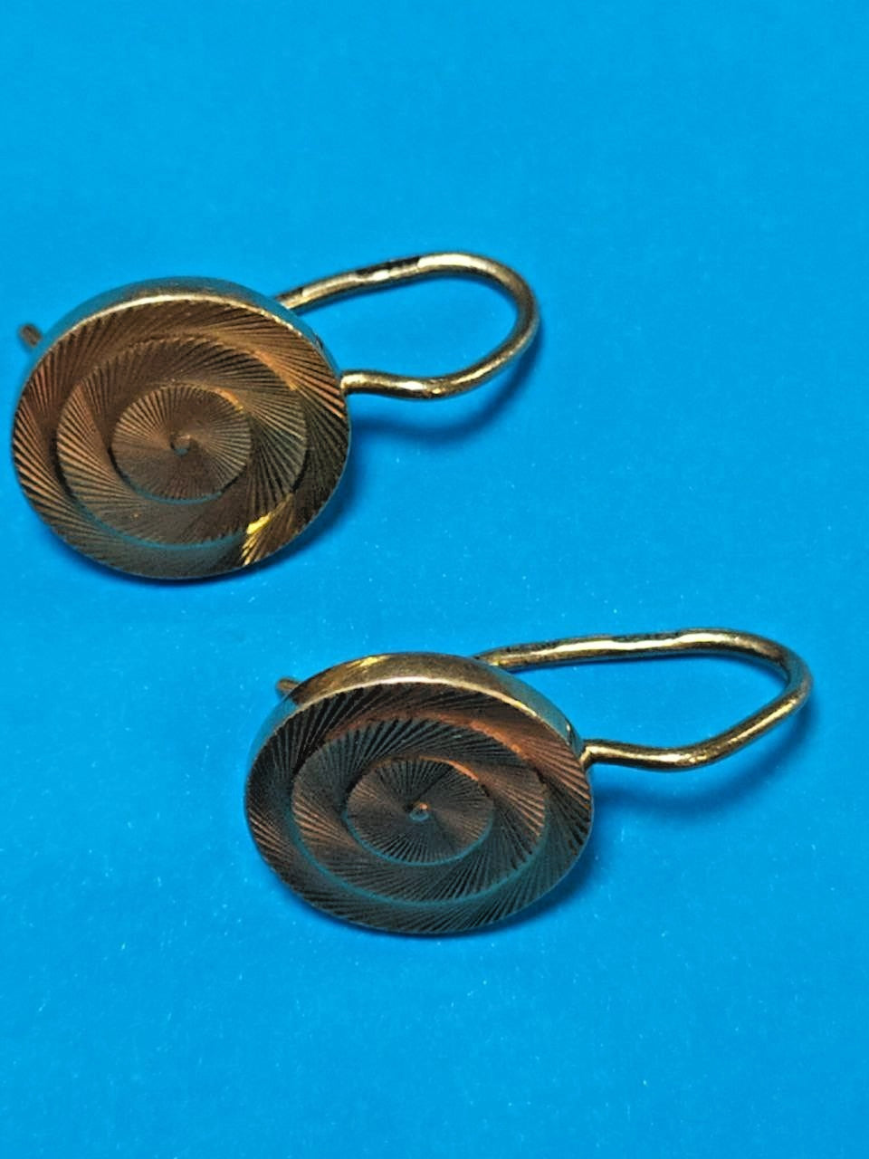 Vintage Soviet jewelry earrings, reverse side view