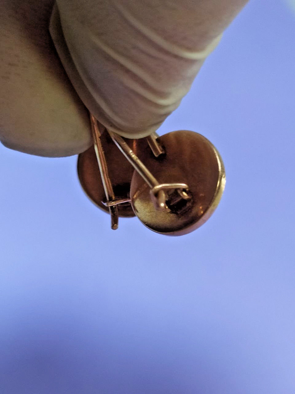 USSR yellow gold earrings, 6.72 grams, detail view