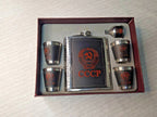 Hammer and sickle emblem embossed on faux leather flask trim – detail 12