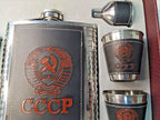 Stainless steel flask with 4 shot glasses and funnel in gift box – detail 5