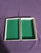 Soviet jewelry box interior lined with green faux velvet flock – detail 6