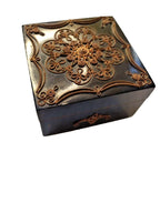 Bottom of soviet jewelry box with OTK stamp and paper label fragment