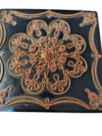 Vintage soviet jewelry box front with floral wire filigree and feet