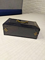 Vintage Soviet music box open with red velvet two-compartment interior – detail 5