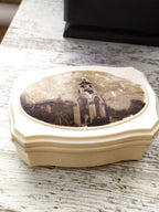 Soviet trinket box in cream plastic with wavy contoured shape