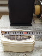 Soviet trinket box in cream plastic with wavy contoured shape – detail 5