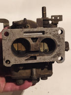 Soviet car parts: vintage carburetor with patina and surface oxidation