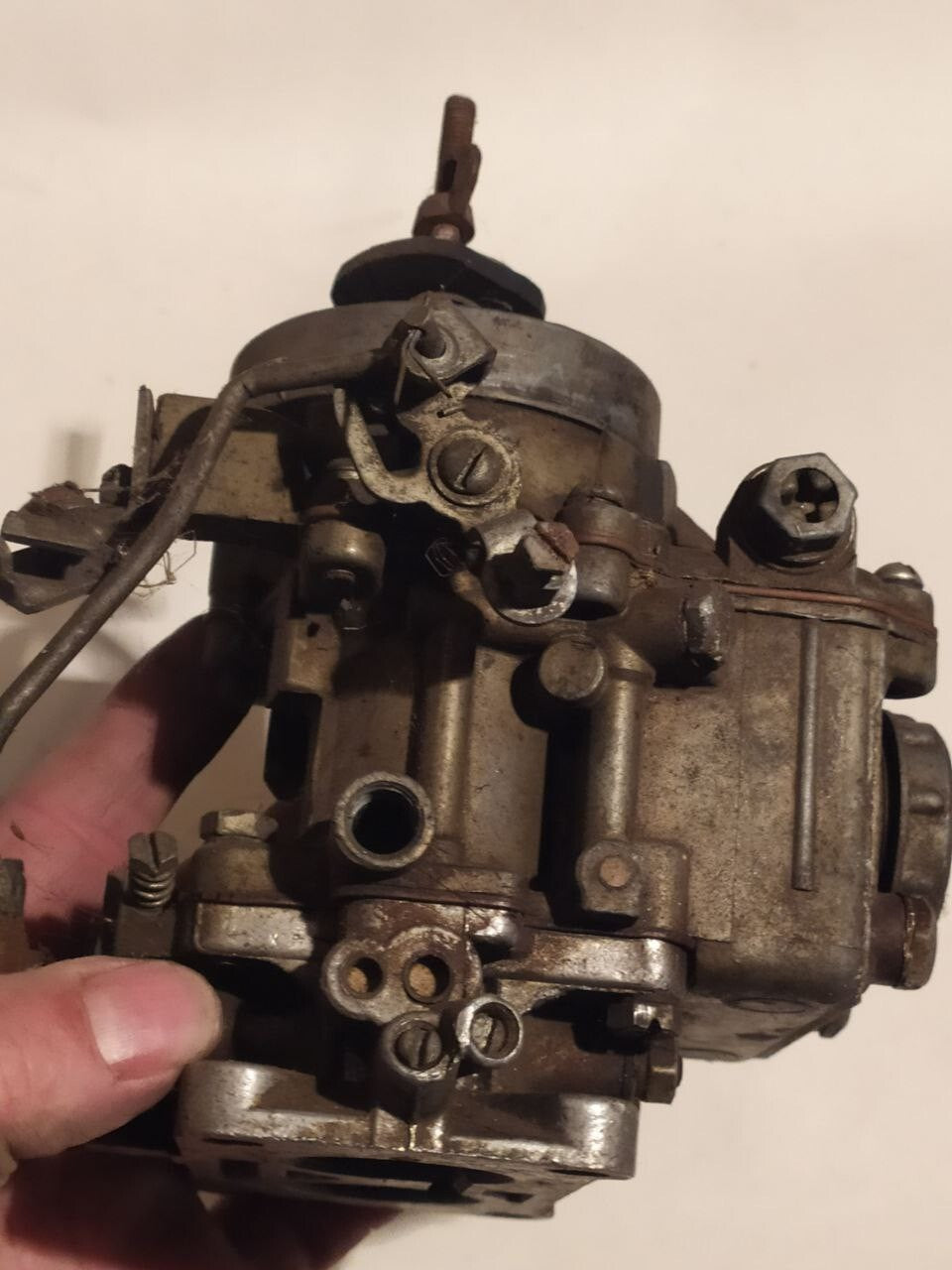 Soviet car parts: vintage carburetor with patina and surface oxidation – detail 9