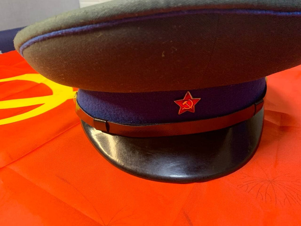 Soviet peaked cap cockade with red star, hammer and sickle