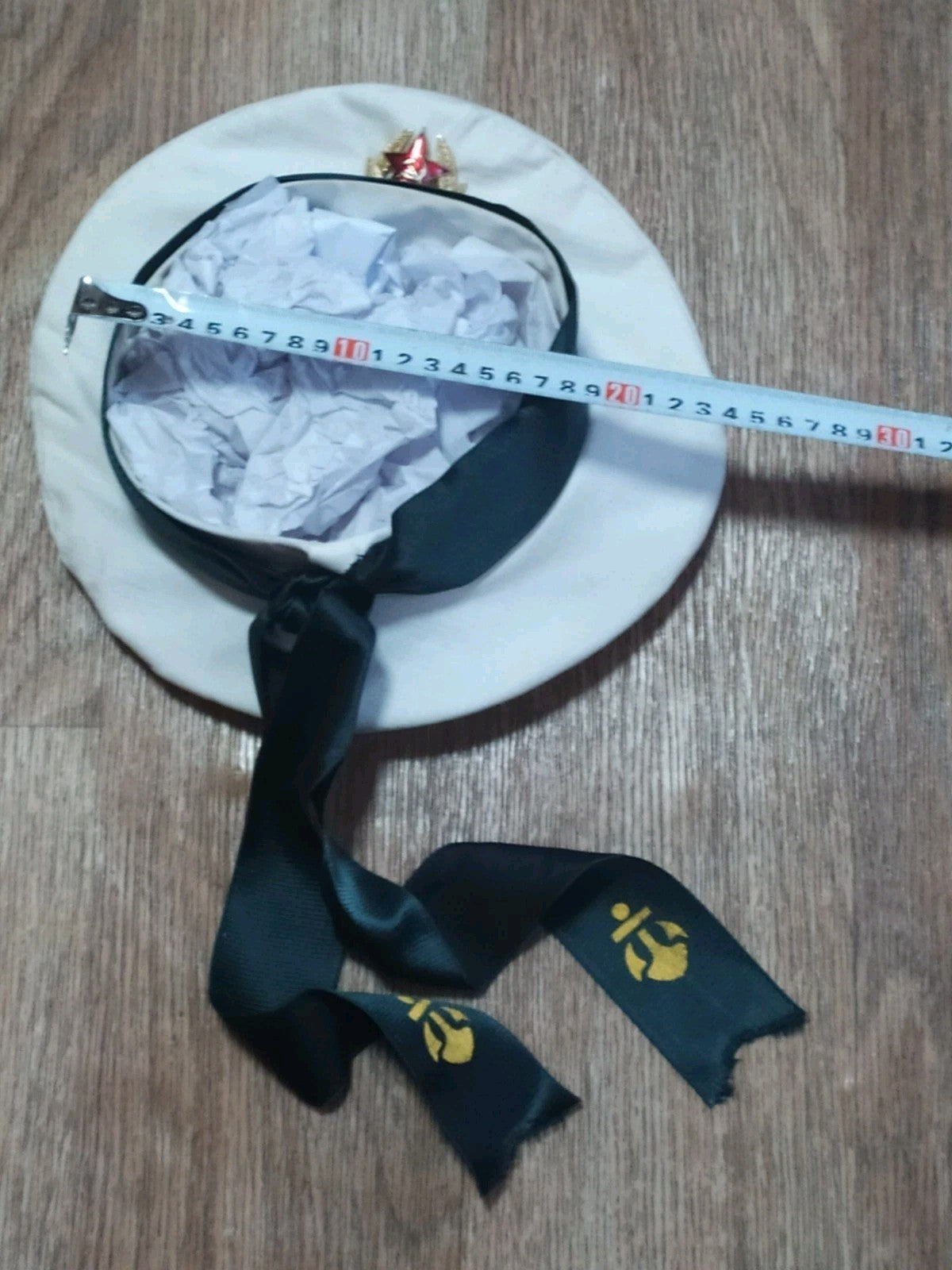 Soviet kids sailor uniform pieces laid out together – detail 16