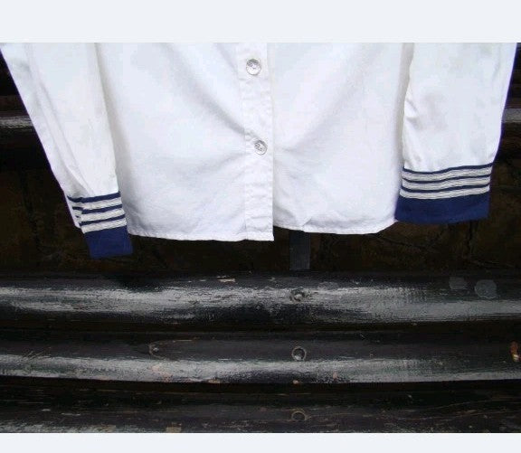 Children's Soviet navy uniform shirt with blue sailor collar