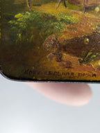Vintage USSR lacquer box with painted lid and visible chip – detail 9