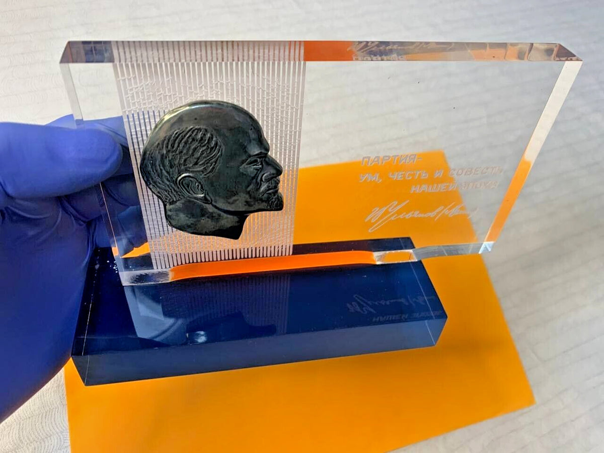 Vintage Soviet Lenin bas-relief made of plexiglass