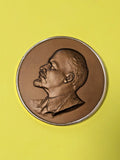 Soviet Lenin wall plaque with left-facing bas-relief profile and bronze-tone finish